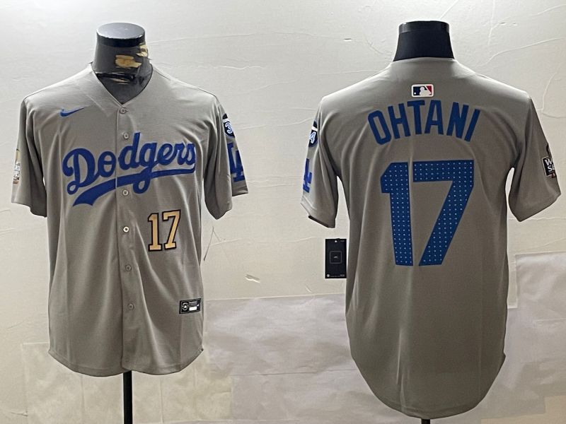 Men Los Angeles Dodgers #17 Ohtani Grey Game 2024 Nike MLB Jersey style 112010